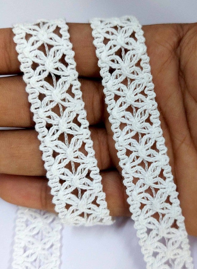 Mezin White Makadi Gpo Lace Border for Dress, Kurtis, Dupatta, Bag, Craft and Decorations (9 mtr Pack) - Image 1